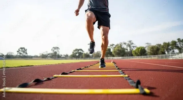 Athlete training on running track stockpack adobe stock